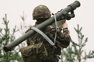 A man-portable shoulder-fired air defence missile launcher used in training by the Finnish Defence Forces. (Finnish Defence Forces)