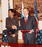 Secretary Rice and Russian Defense Minister Sergey Ivanov signed the United States - Russia Arrangement on Cooperation in Enhancing Control of Man-Portable Air Defense Systems in Bratislava, Slovakia.
